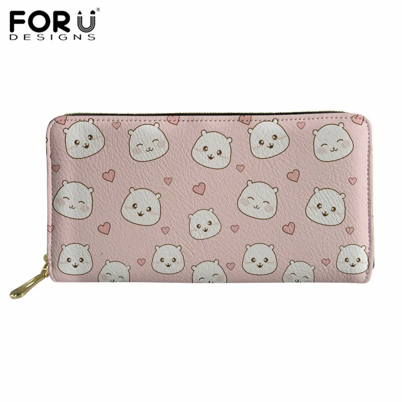 FORUDESIGNS/милый светло-розовый женский кошелек с мультипликационным принтом хомяка