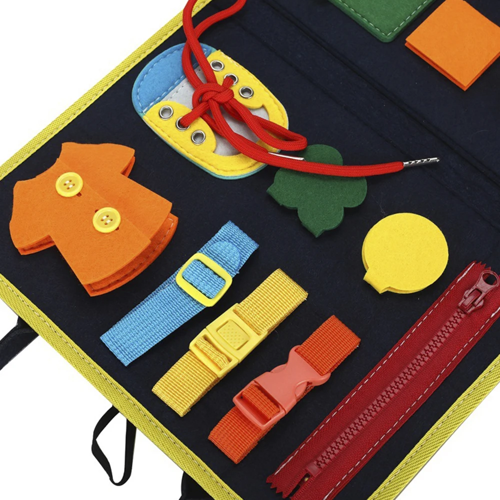 Kids Busy Board Buckle Zip Button Lace Up Tool Toy Montessori Early Education Dress Aids Preschool Toys For 1-5 Years Old | Игрушки и