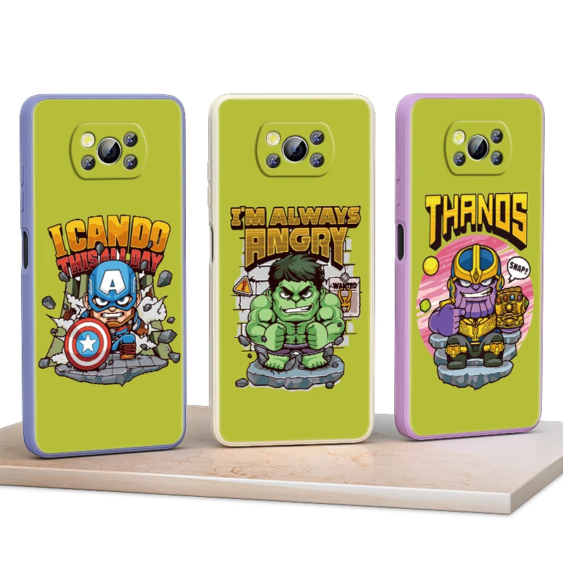 

Marvel Avengers hero cartoon For Xiaomi POCO X3 GT NFC F3 C3 M3 M2 X2 Mix4 Mix3 Pro 5G Liquid Silicone Soft Cover Phone Case
