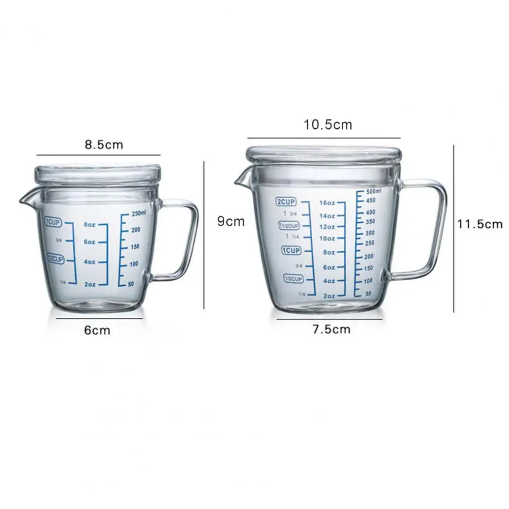 

Measuring Cup Graduated with Lid Glass Multipurpose Milk Cup for Home