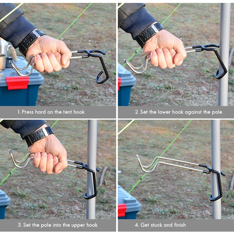 

Stainless Steel Tent Light Hook Lamp Hanger Clip Tent Accessories Multifunction Pole Holder for Camping Fishing