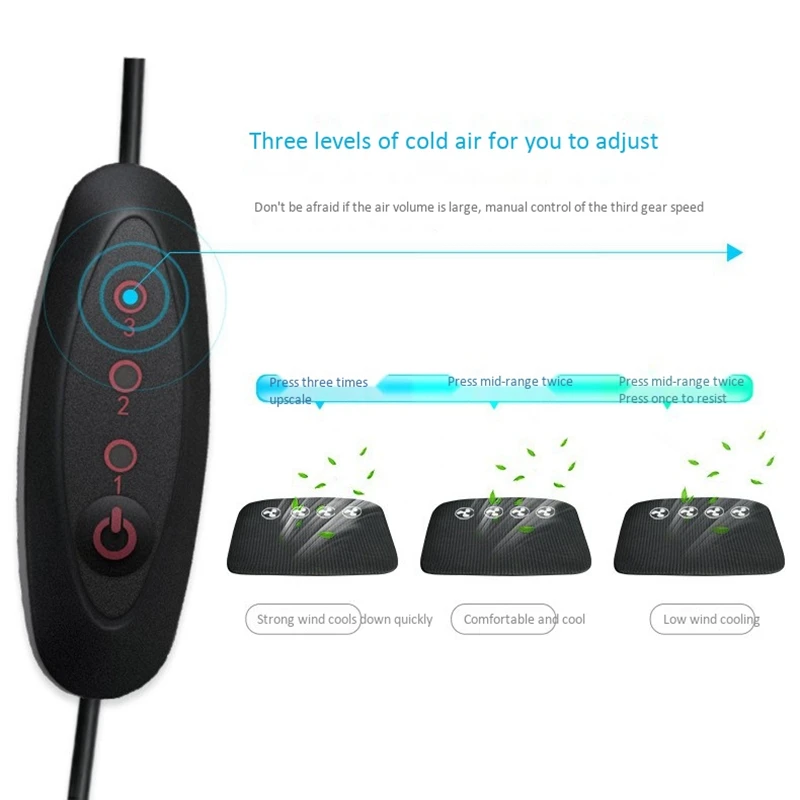 Универсальный автомобильный чехол с USB-охлаждением, 4 встроенных 3D-вентилятора, антискользящая подушка с матом, 3 режима вентиляции для дома и офиса.