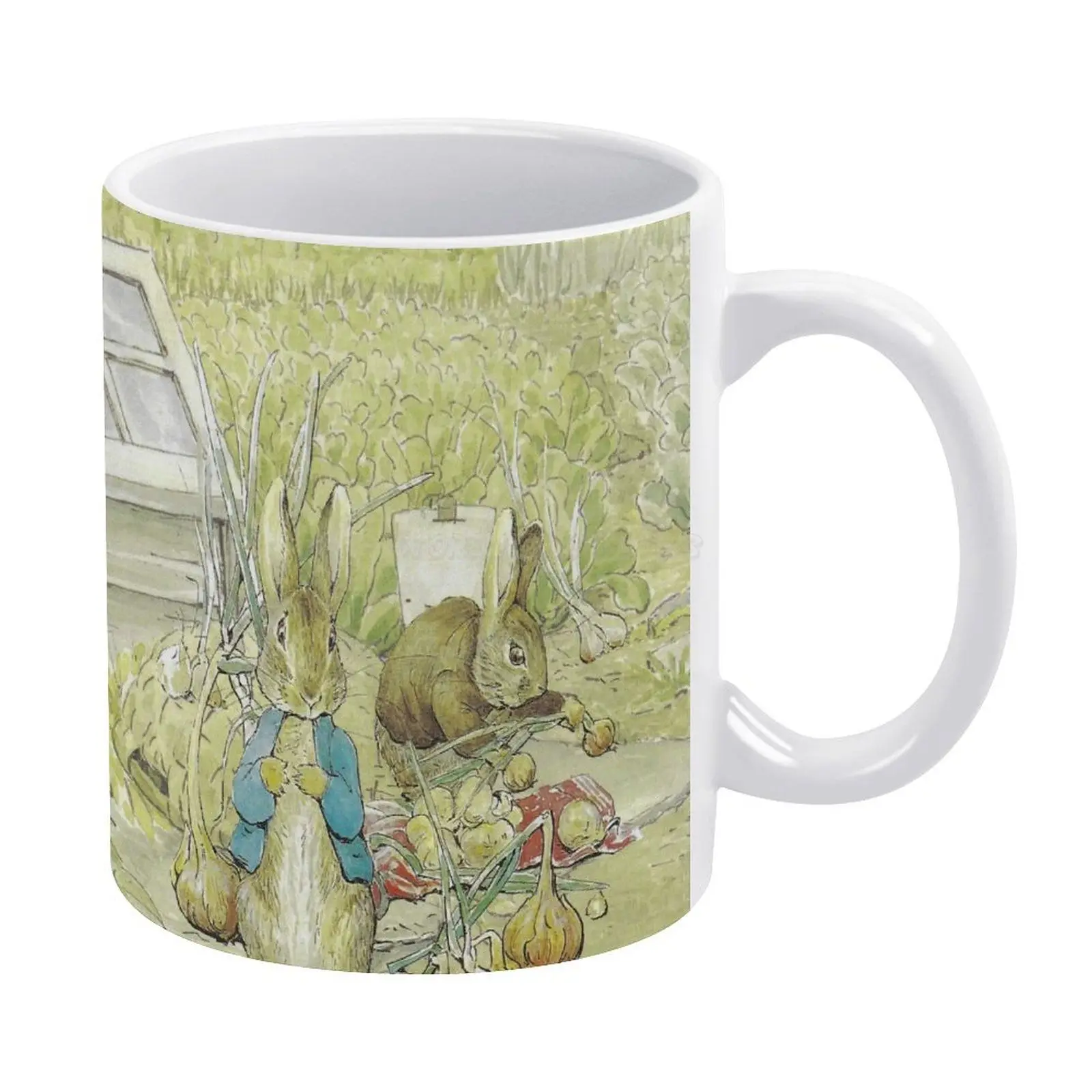 Кружка Питер и Бенжамин с кроликами Беатрикс Поттер белая винтажная кружка