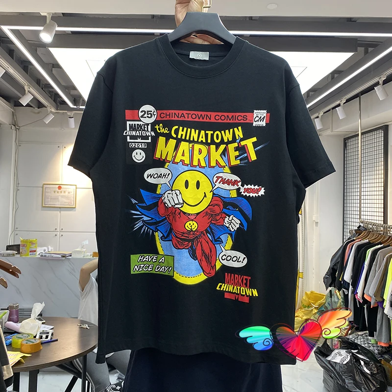 

Oversize T shirt 2021 Men Women High Quality Comics Graphic Logo Print Tops Cotton Tee Market Short Sleeve