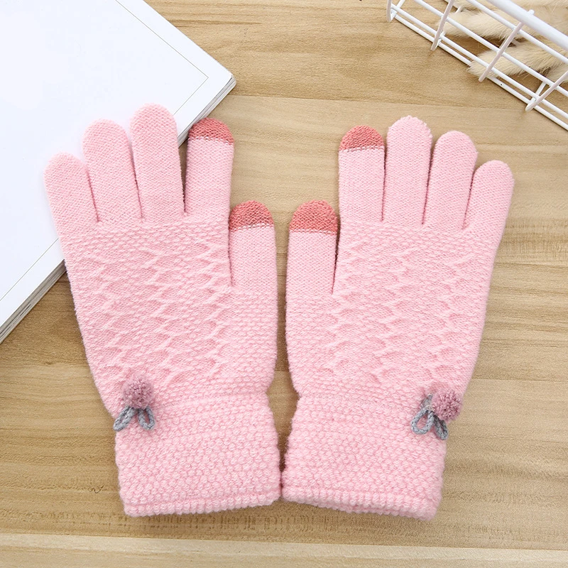 Перчатки зимние Guantes Invierno Mujer плюс толстые теплые Neri бархатные пять пальцев