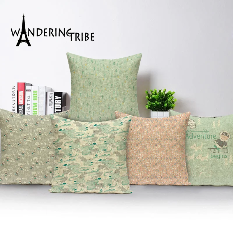 

Льняной чехол для диванных подушек, подушка в виде пингвина, с рисунком лисы, наволочка с изображением автомобиля