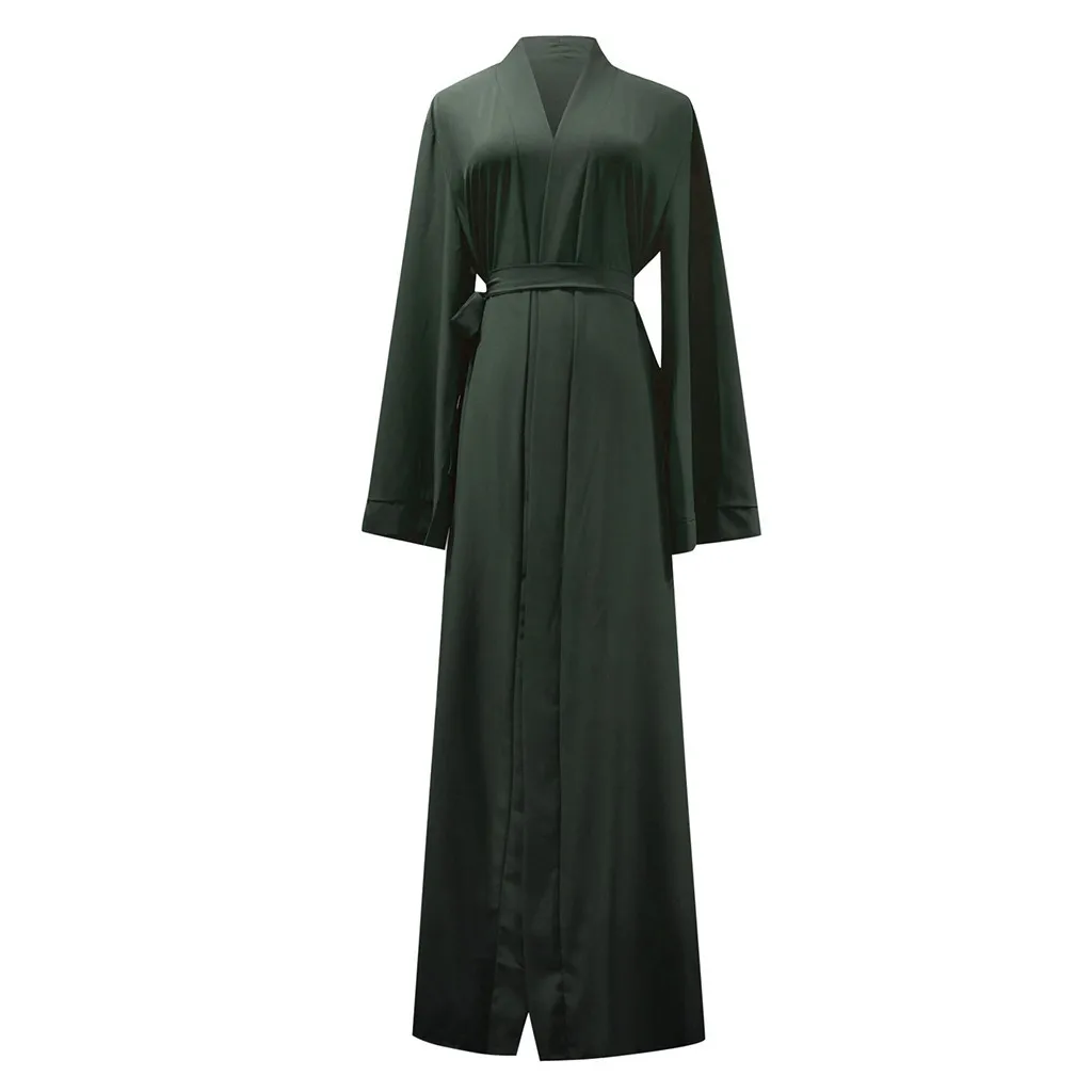 Army Green KANCOOLD абайя Дубай мусульманское платье кафтан кимоно Бангладеш халат мусульманская одежда мусульманский кафтан турецкий ОАЭ подарок - Цвет: Army Green