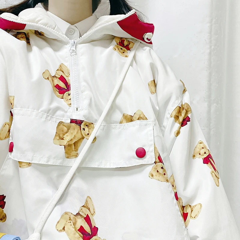 

HWLZLTZHT Japanese Style Winter Women Sweet Warm Jacket Kawaii Hooded Coats Girls Parkas Outwear