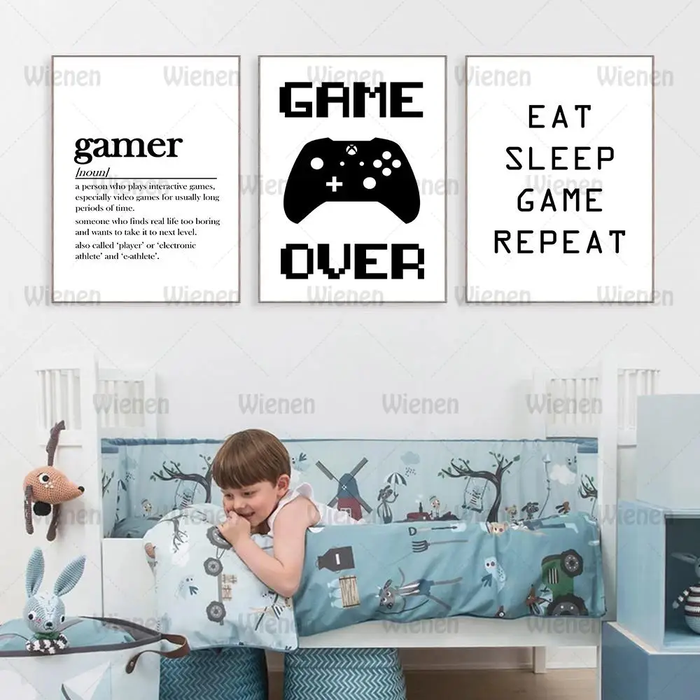 

Gamer Quote Game Over Canvas Painting Home Decor Gamer Quotes Canvas Picture Print and Posters Decoration for Kids Bedroom Room