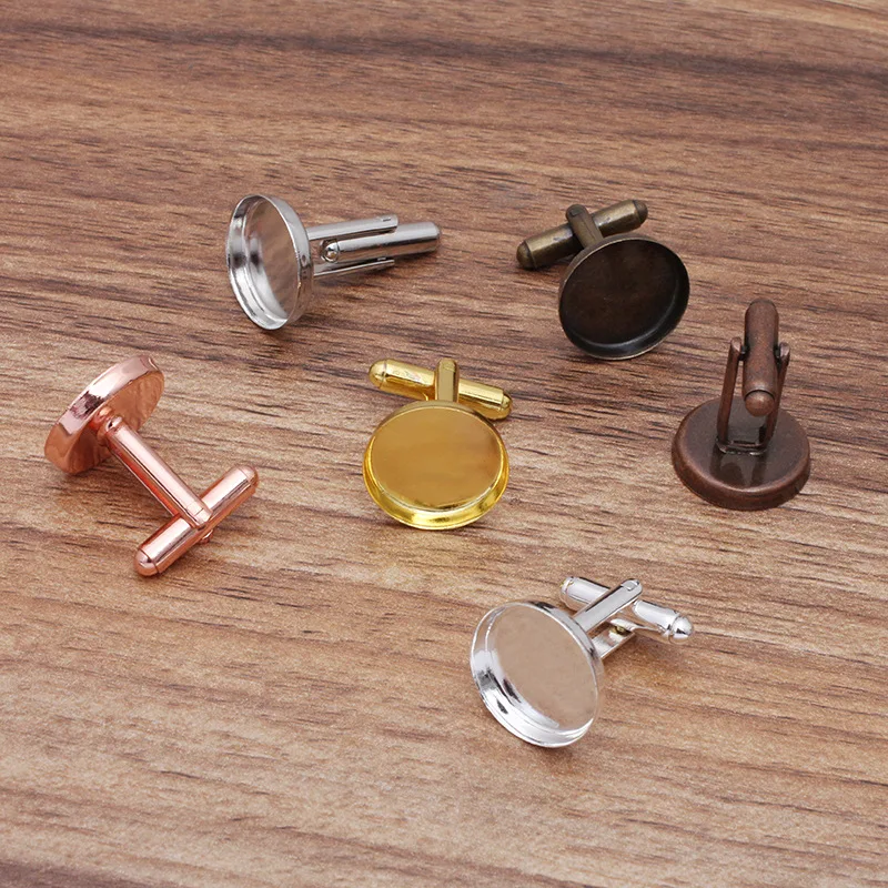 Пустые круглые запонки с кабошоном 15 мм 16 фурнитура сделай сам глубокой стенкой