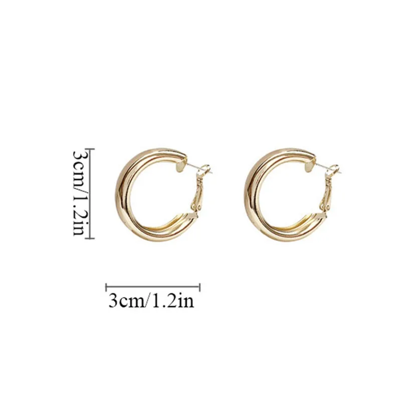 

Metallic Round Big Earrings Minimalist Large Circle Geometric Personality Hoop Earrings Gold Silver Color Women Fashion Jewelry