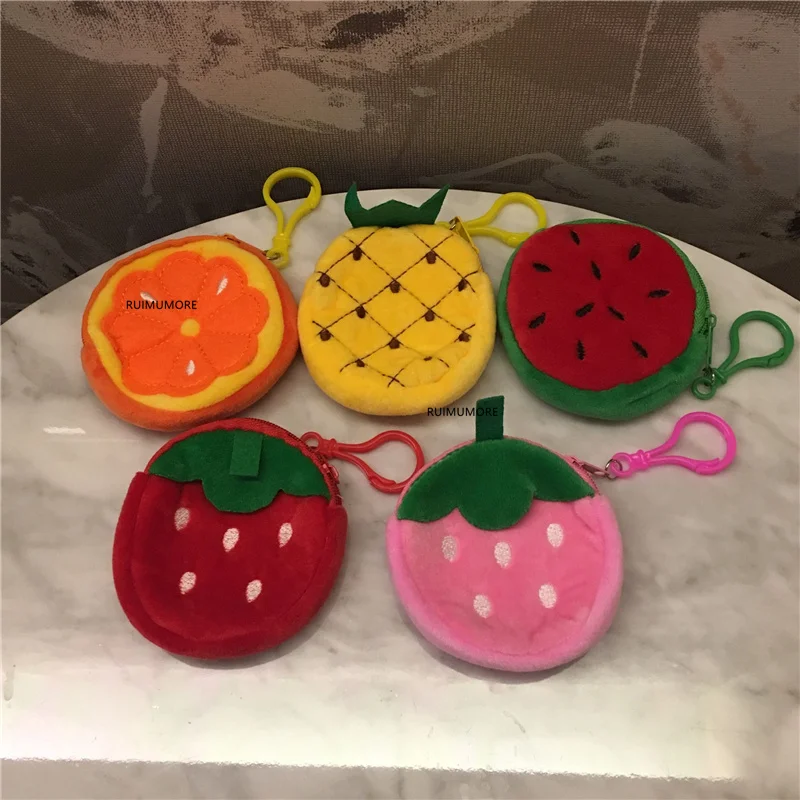 5 дизайнов милый 8 см мини плюшевый Кошелек с фруктами крючок для ключей плюшевая