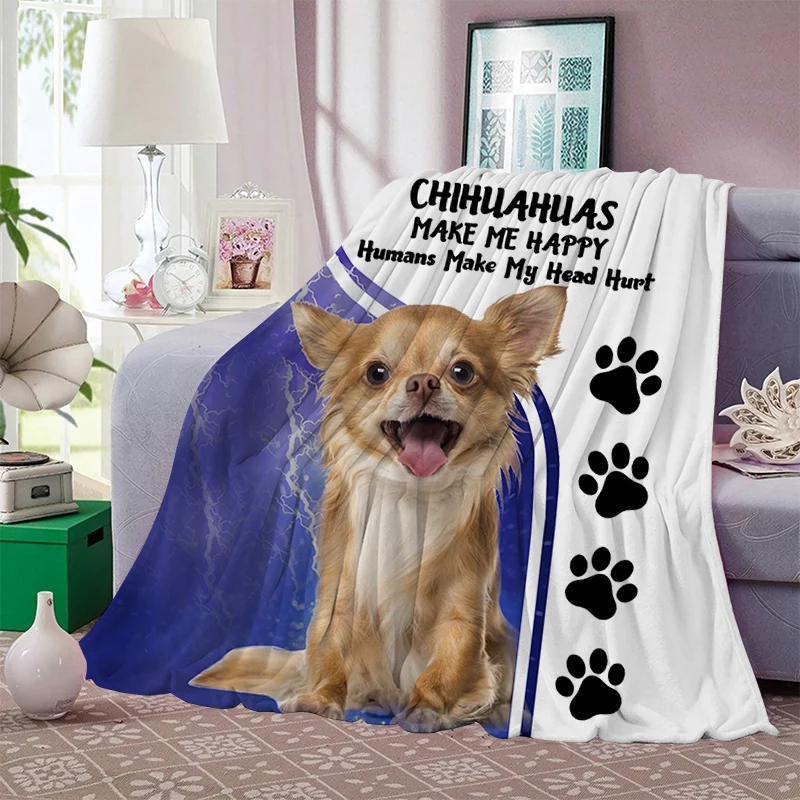 

CLOOCL-Manta de franela con estampado 3D de Chihuahua para niños y adultos, colcha para la vida en el hogar, senderismo, Picnic,