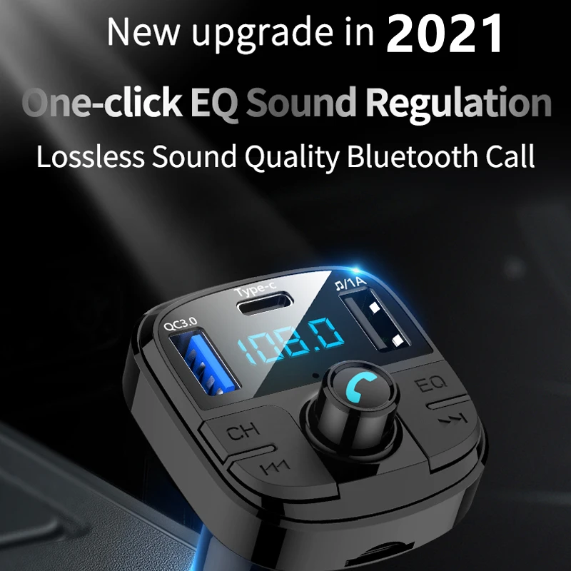 

Car Multimedia MP3 Player FM Transmitter USB Quick Charger Type C Charging Bluetooth 5.0 Car MP3 Player FM Transmitter