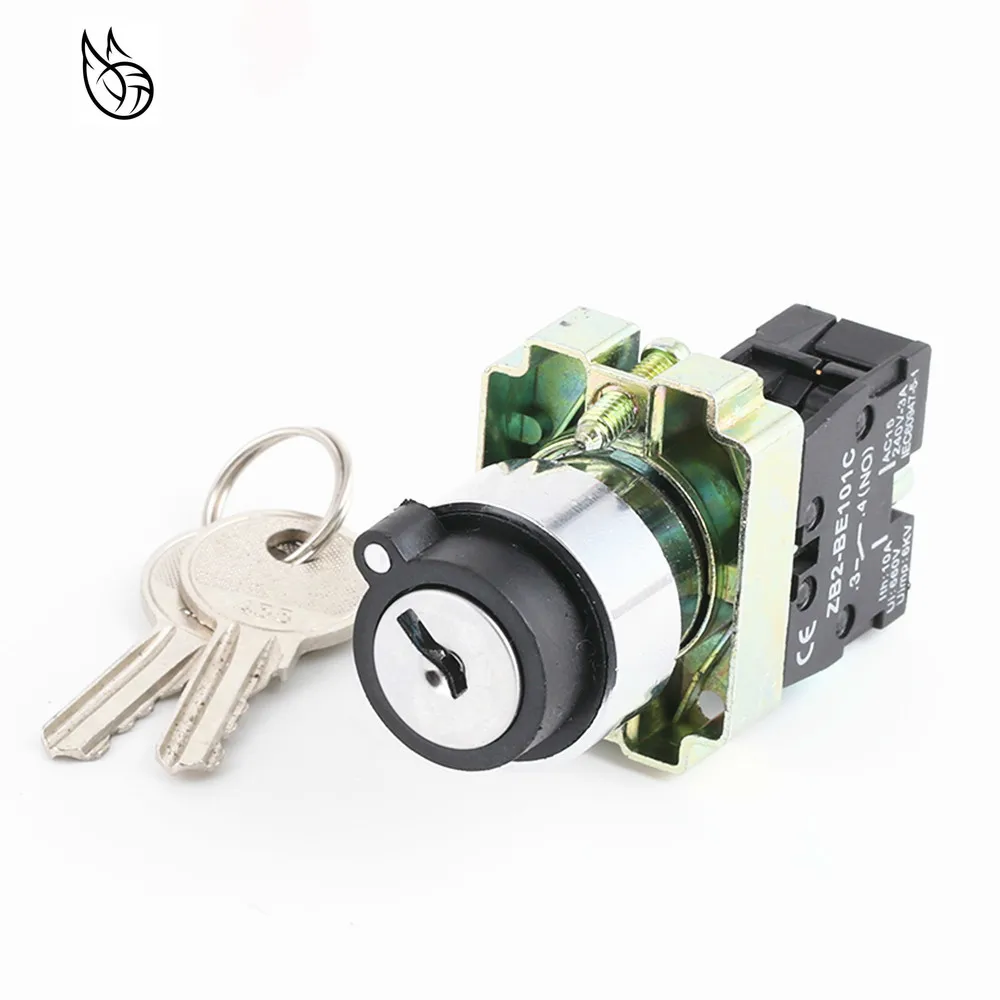 

22mm 220VAC Rotary Selector Switches XB2-BG21 N/O Contact Rotary Key Lock Select Switch 400VAC 16A