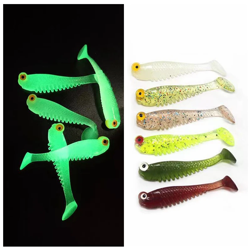 

6pcs/Lot Mini Luminous Soft Lures Silicone Bait Mini fish Glow in the Dark Kids Toys for Children Novelty Model