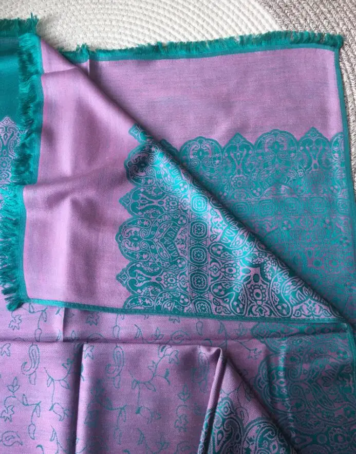 Elegant Women's Fuchsia Double Side Floral Pashmina Silk Warm Shawl Scarf | Аксессуары для одежды