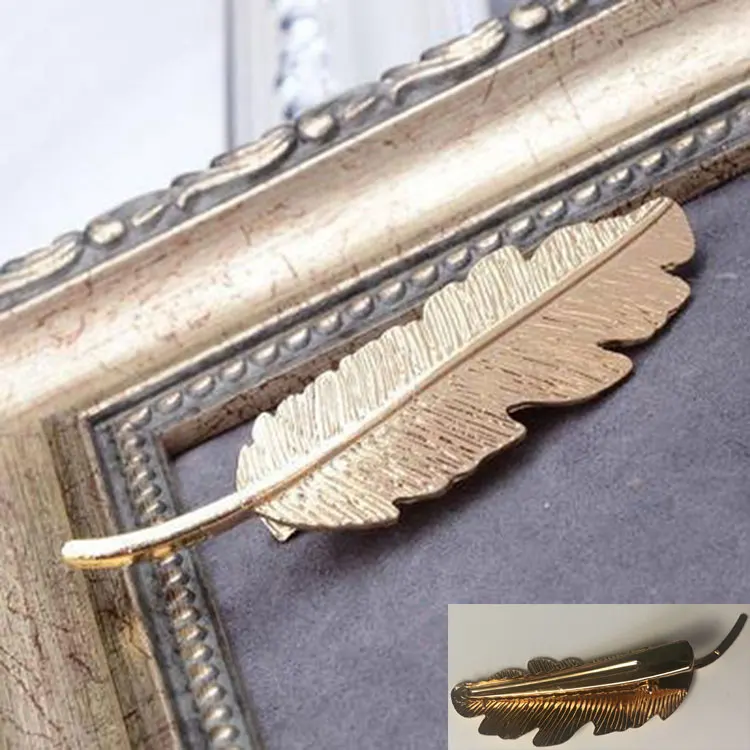 Gold Duckbill Clip Модная заколка для волос в форме листа из сплава, заколка для волос с перьями, инструмент для укладки волос, украшение, вечерние аксессуары для волос - Цвет: Gold Duckbill Clip