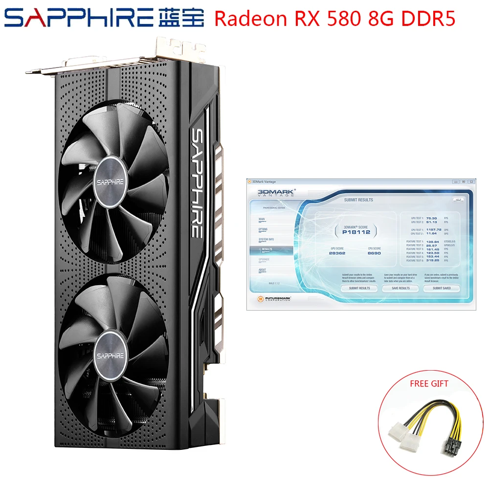 Графическая карта SAPPHIRE AMD Radeon RX580 8 ГБ GDDR5 игровые видеокарты для ПК RX 580 256 бит