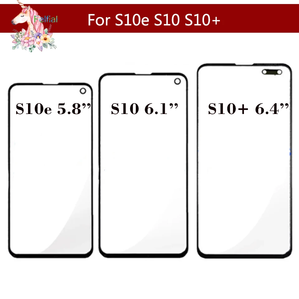 10pcs/lot For Samsung Galaxy S10 G973 / S10+ Plus G975 / S10E G970 Touch Screen Panel Front Outer S10 LCD Glass Lens Replacement
