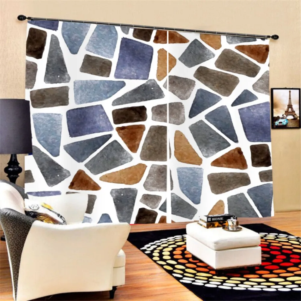 3D печать твёрдый камень окно занавеска 2 панели полиэстер черный out занавес для