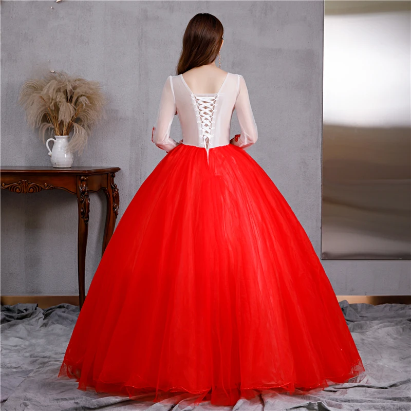 Винтажное платье с цветочным принтом круглым вырезом и длинным рукавом|Платья на