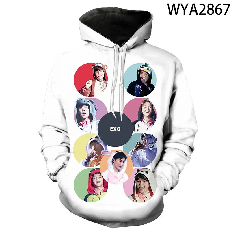2020 новые модные повседневные толстовки для мальчиков и девочек с 3D-принтом EXO