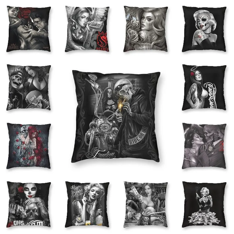 

Day Of The Dead Sugar Skull Throw Pillow Case Home Decorative Custom Square Day Of The Dead Cushion Cover 45x45cm Pillowcover