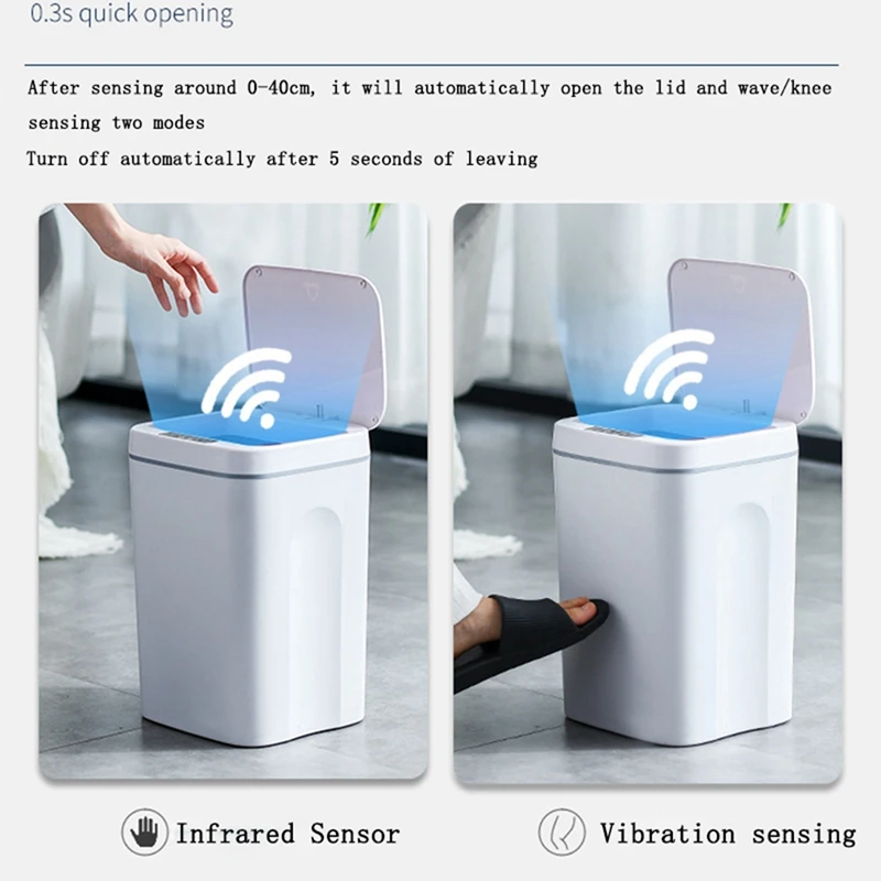 

Automatic Sensor Dustbin Smart Sensor USB Trash Can with 40Pcs 3-4CM Unfinished Natural Round Wood Slices Circles