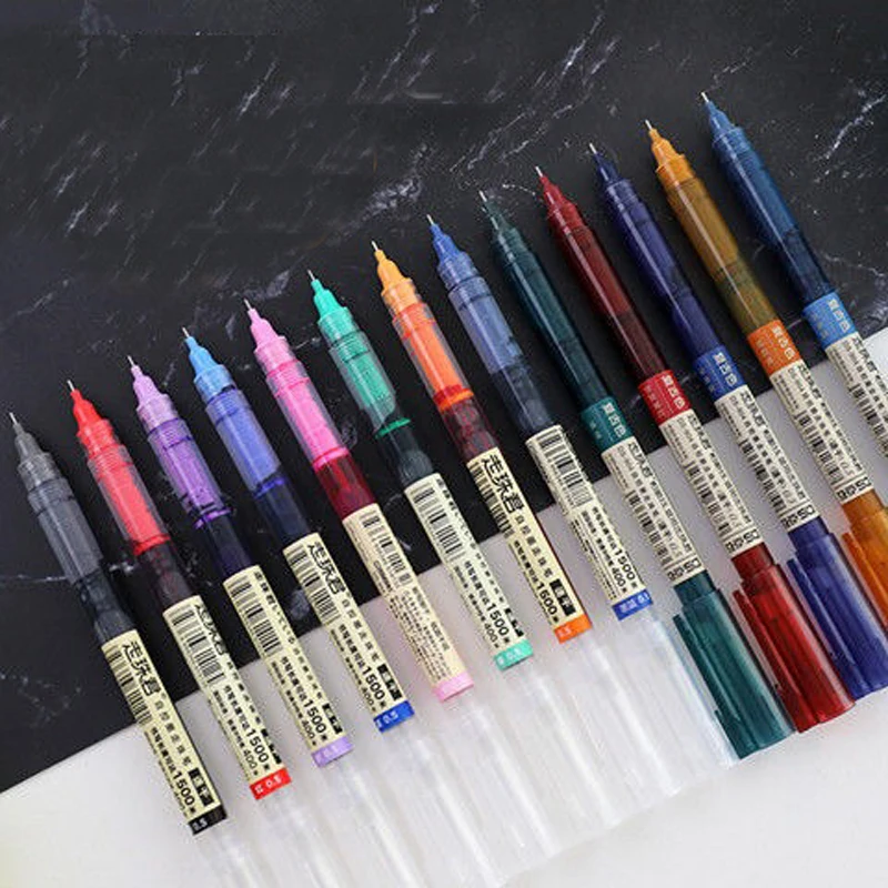 

8 Colors Ink Straight liquid Gel Pen Set Colorful Liquid Roller Pen 0.5mm Rollerball Pens Artistic font School office Stationery