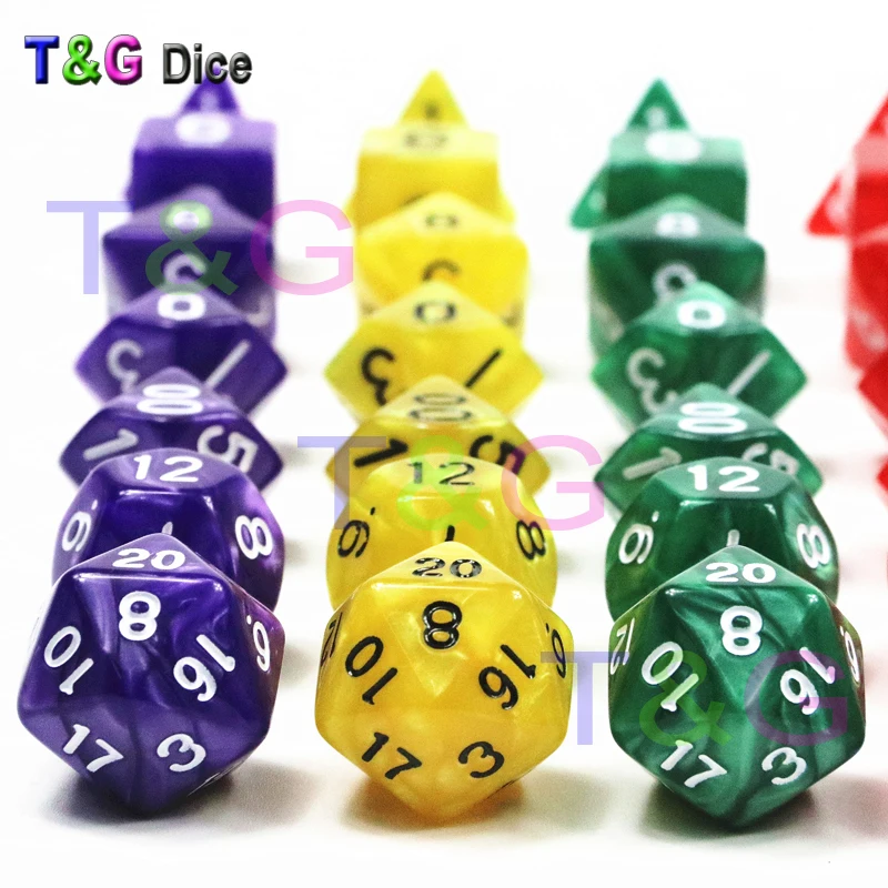 Набор игральных костей с мраморным эффектом высокого качества D4 d6 d8 d10 % d12 d20 игра