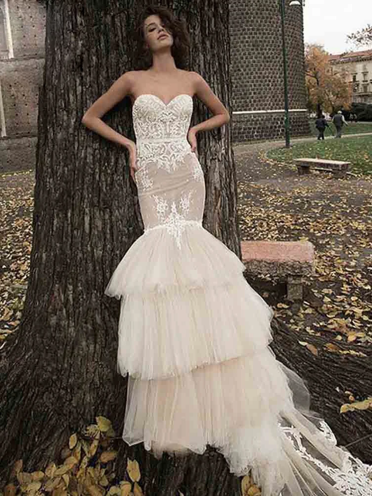 

Hi Shy Bride New simple wedding dress backless sleeveless design chiffon lace bride dresses princess dress plus size tailor-made