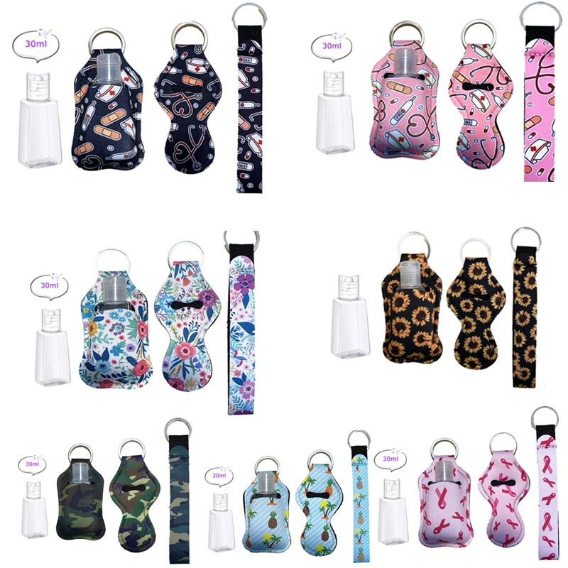 

New Gift 4pcs Hand Sanitizer Keychain Holder Travel Empty Bottle Refillable Containers 30ml Flip Cap Reusable Bottles with Keych
