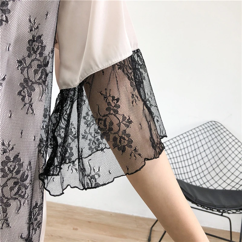 

Long sleeve sexy pajamas sling lace lace home service three-piece pajamas women ice silk fashion charming new arrival pajamas