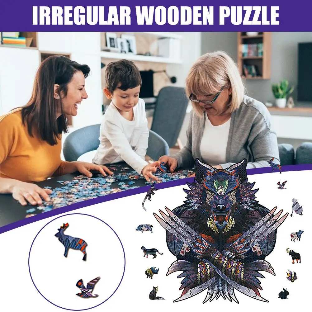 Деревянные головоломки уникальной формы пазлы для взрослых и детей Семейная