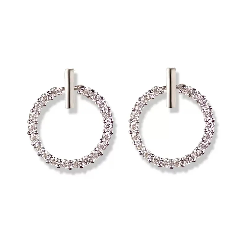 

Stud Earrings 925 Silver Female Korean Temperament Simple Diamond Circle Earrings Personality Wild Ear Jewelry Hypoallergenic