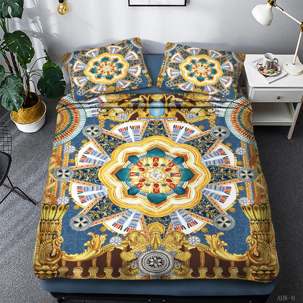 Комплект постельного белья в стиле ретро с мандалой роскошный стиль