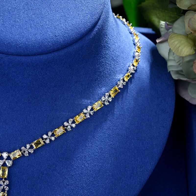 Женский комплект из колье и серёг с фианитом | Украшения аксессуары