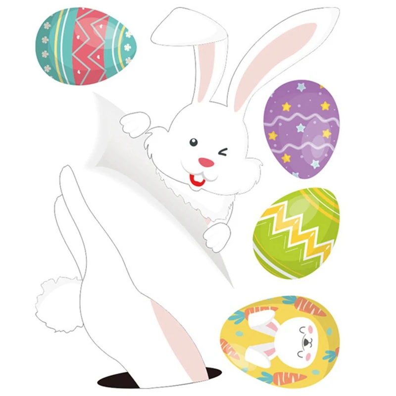 Новейшие Мультяшные пасхальные яйца кролик комбинированный узор стикер на стену
