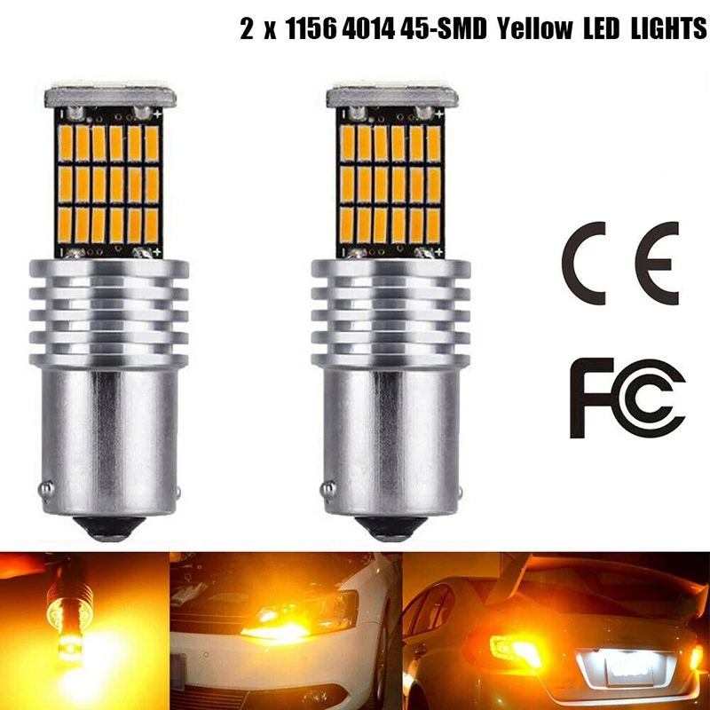 2x1156 янтарные светодиодсветодиодный лампы 7506 P21W BA15S желтые передние и задние
