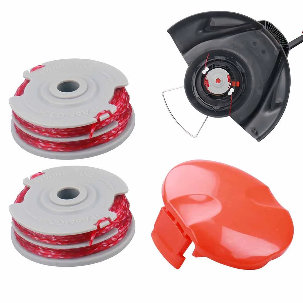 

2 X Double Autofeed Spool & Line & Spool Cap Cover For Flymo Strimmer Garden Trimmers Dual Automatic Paper Feed Spool And Cap