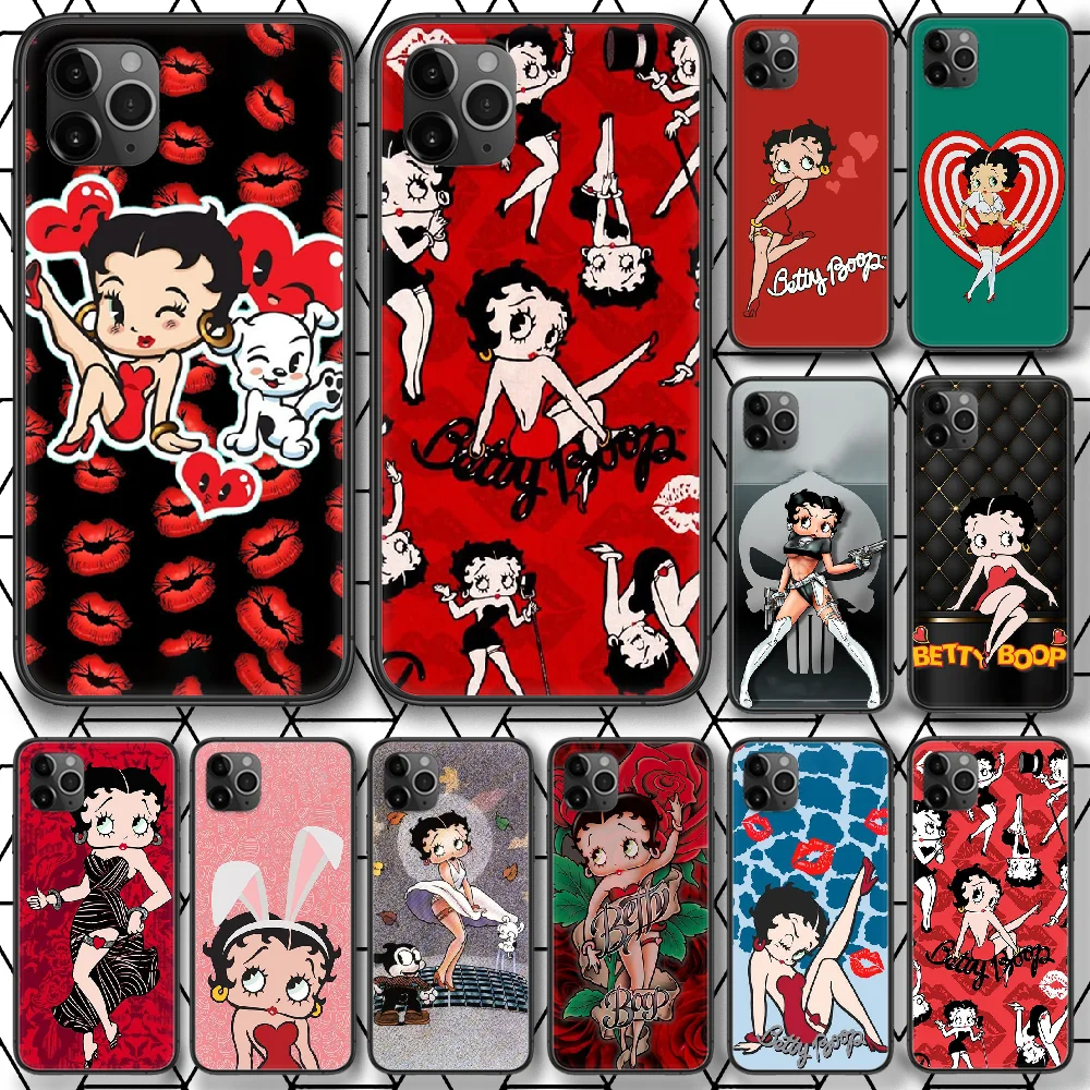 Чехол для телефона Betty Boop iphone 4 4s 5 5S SE 5C 6 6S 7 8 plus X XS XR 11 12 mini Pro Max 2020 черный бампер