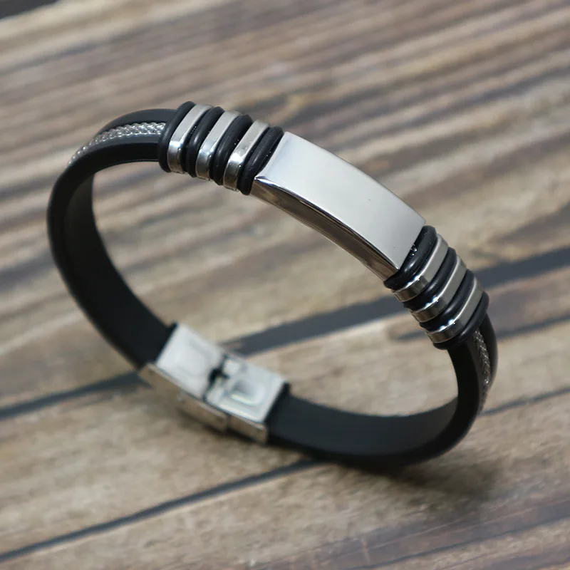 Крутой мужской браслет в стиле панк силиконовые браслеты из нержавеющей стали с