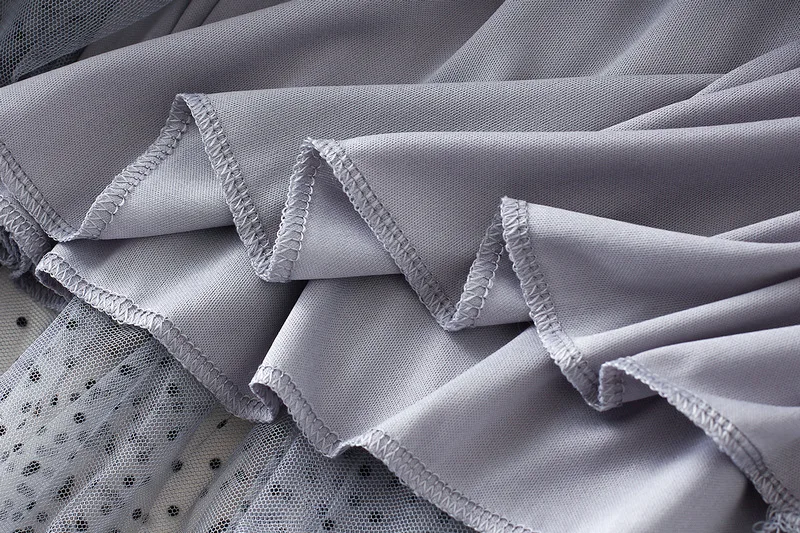 

High waist A-Line flocking skirts women autumn winter Korean Double-layer mesh Dot midi skirt Vintage long pleated woman skirts