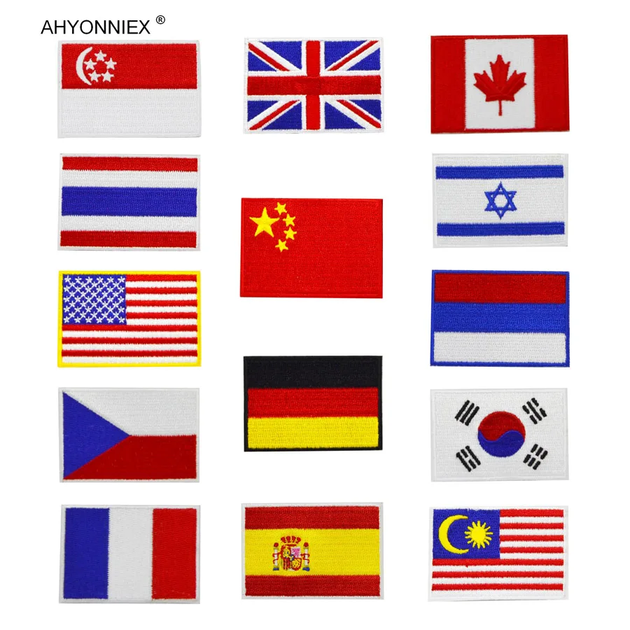 1 шт. качественные вышитые китайские нашивки AHYONNIEX в виде флага США Frace наклейки на повязку на руку для рюкзака наклейки для одежды значок Сделай Сам аппликация