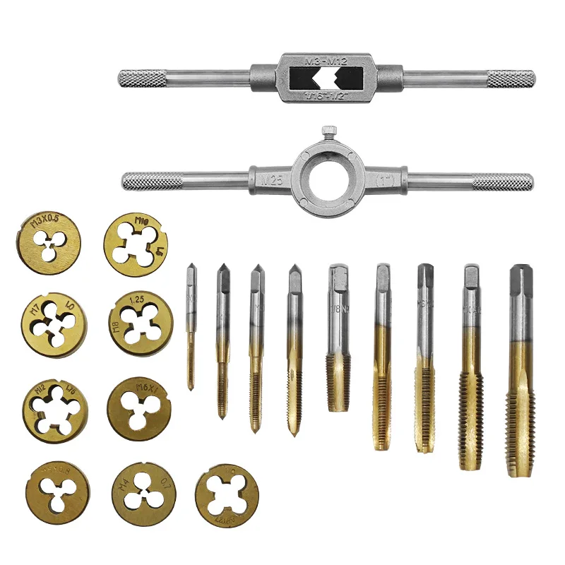 20pcs/set Professional Titanium lating Dies Metric M3-M12 Screw With Tap Electrical Repair Tools | Инструменты