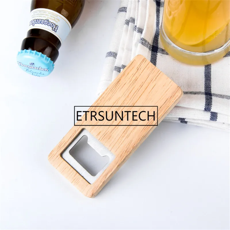 

10pcs Wood Beer Bottle Opener Wooden Handle Corkscrew Stainless Steel Square Openers Bar Kitchen Accessories Party Gift