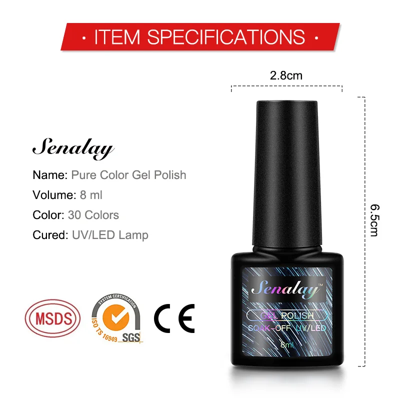Senalay Gel Nail Polish Manicure Set 2/8/12Pcs 8ml Soak-off For Art Design LED/UV Lamp Base Top Coat | Красота и здоровье