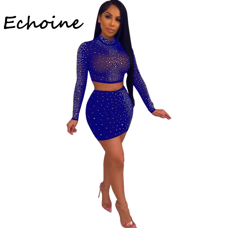 Сексуальный комплект из двух предметов прозрачной сетки Топ с длинным рукавом и