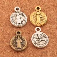 400pcs 12x9mm zinc alloy saint benedict nursia patron medal cross charms pendants l1651